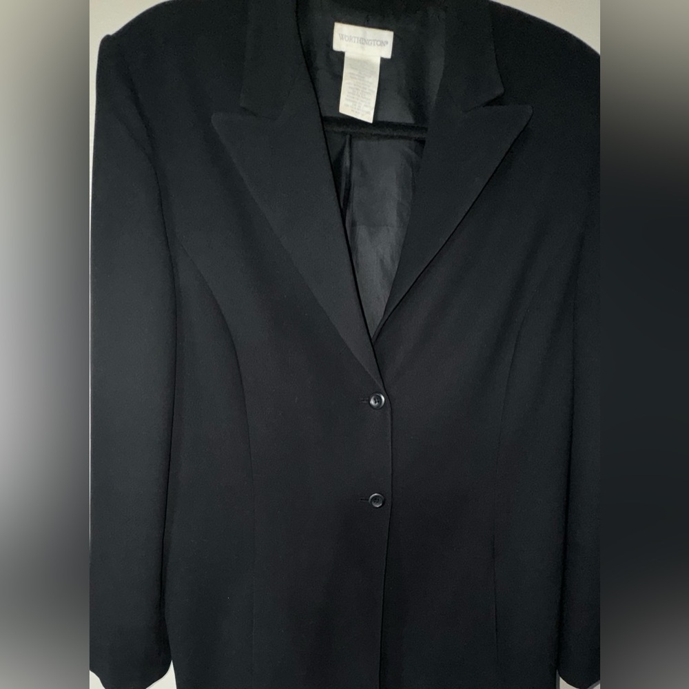 EUC Vintage Worthington Suit Separate Blazer Button Up Jacket Pockets Black 16